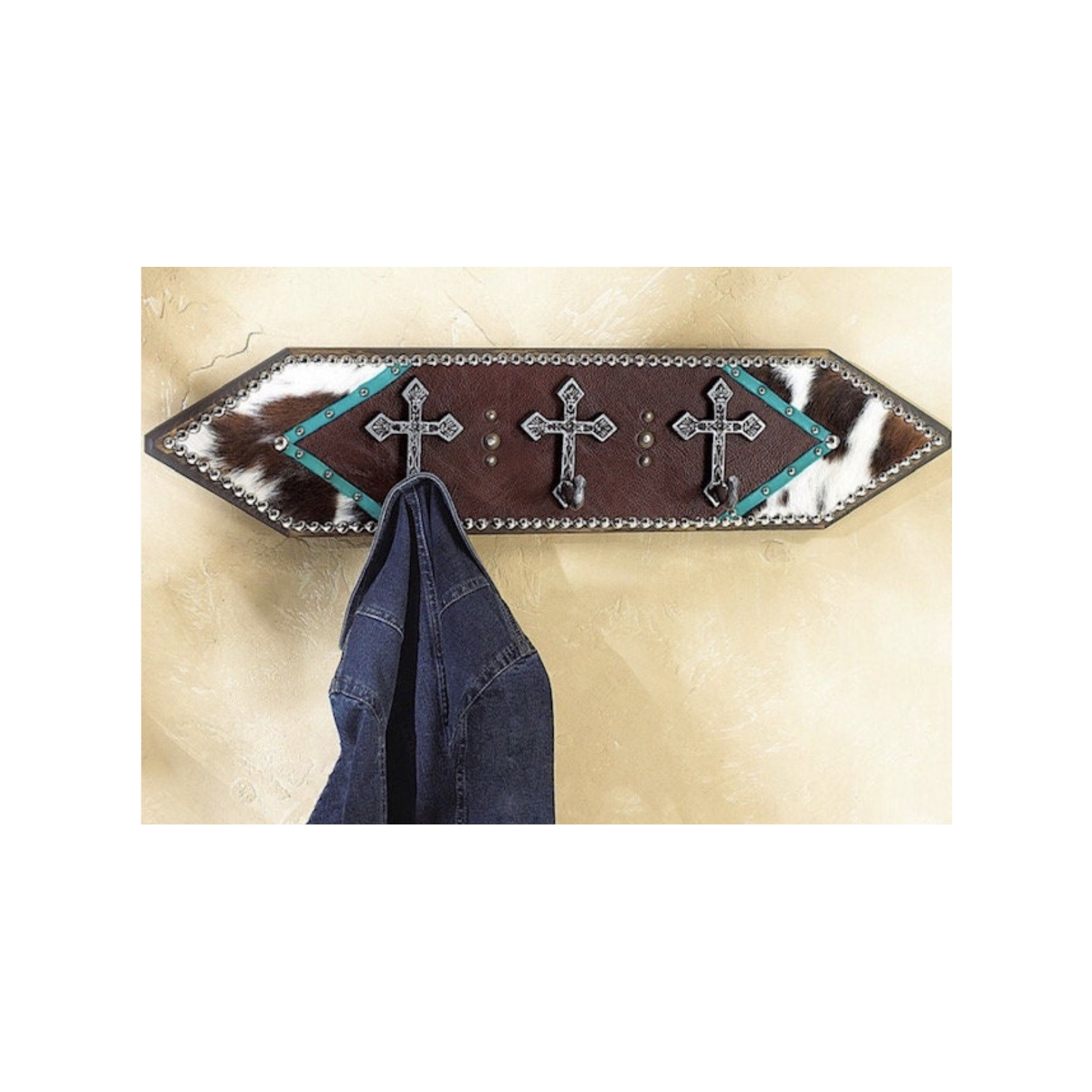 Las Cruces Western Cowhide Cross Hook Rack